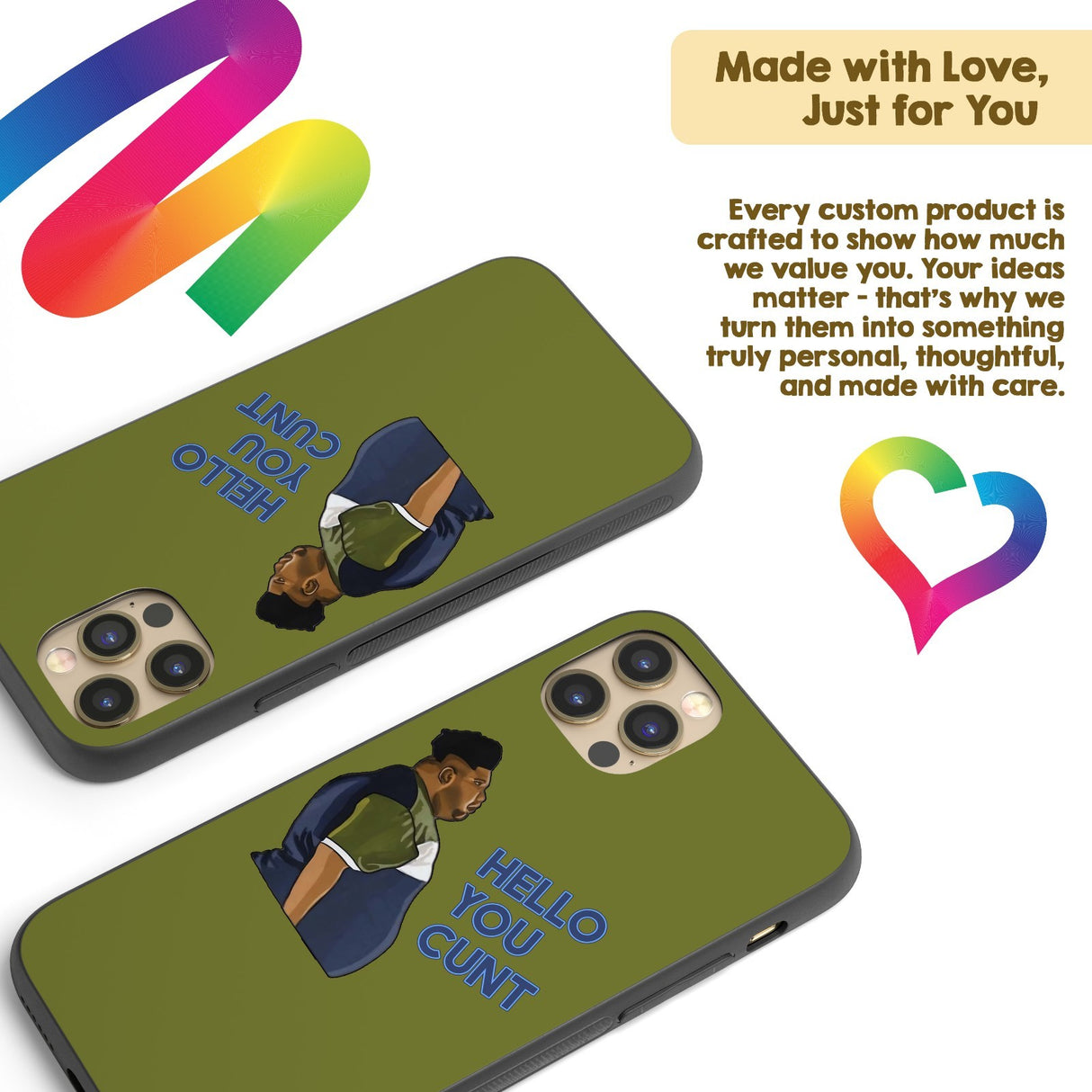 Harvey Hello You C*nt Rude Personalised Custom Cover - Printed iPhone Black Case