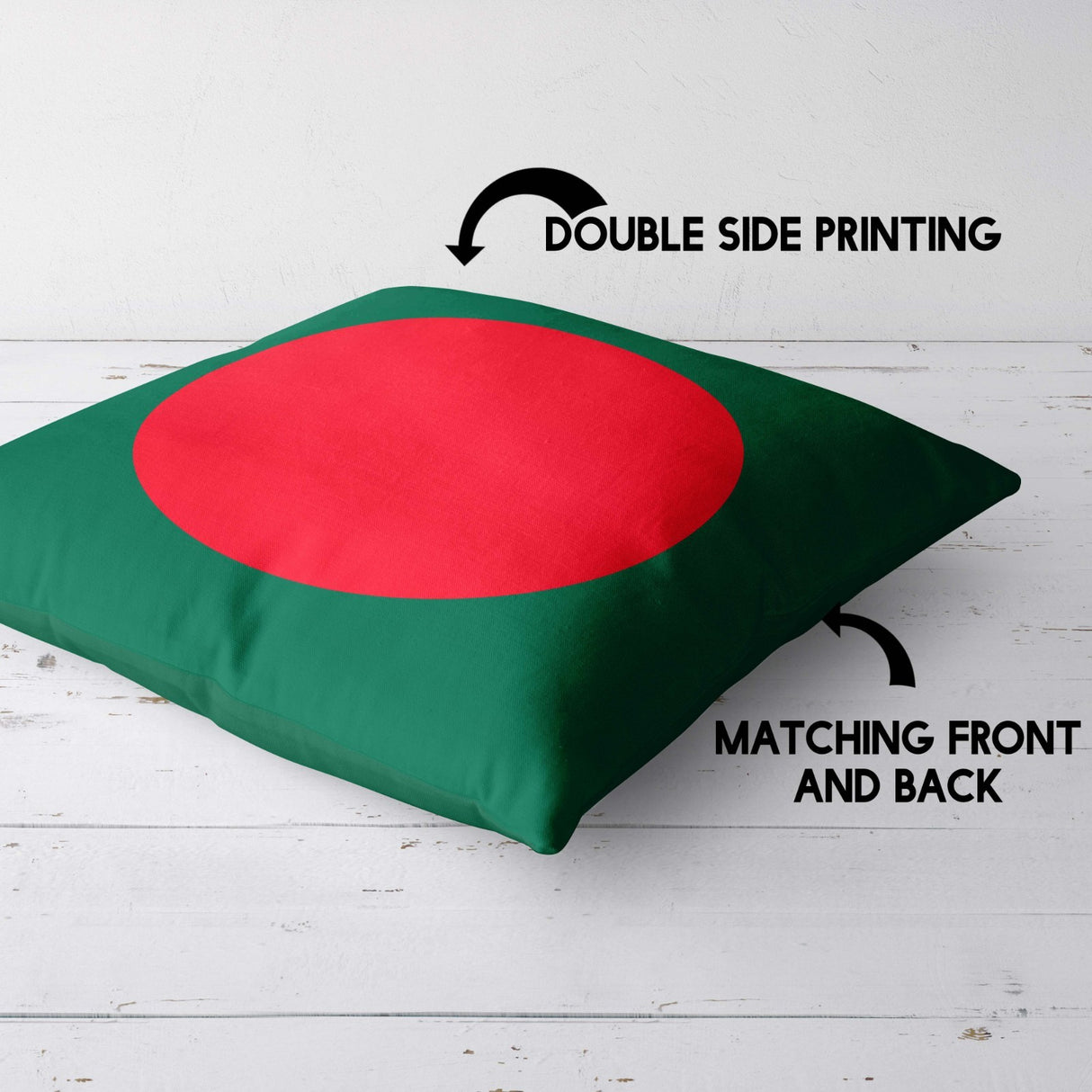 Bangladesh Flag Design Filled Square Cushion Decorative Throw Gift Soft Any Size