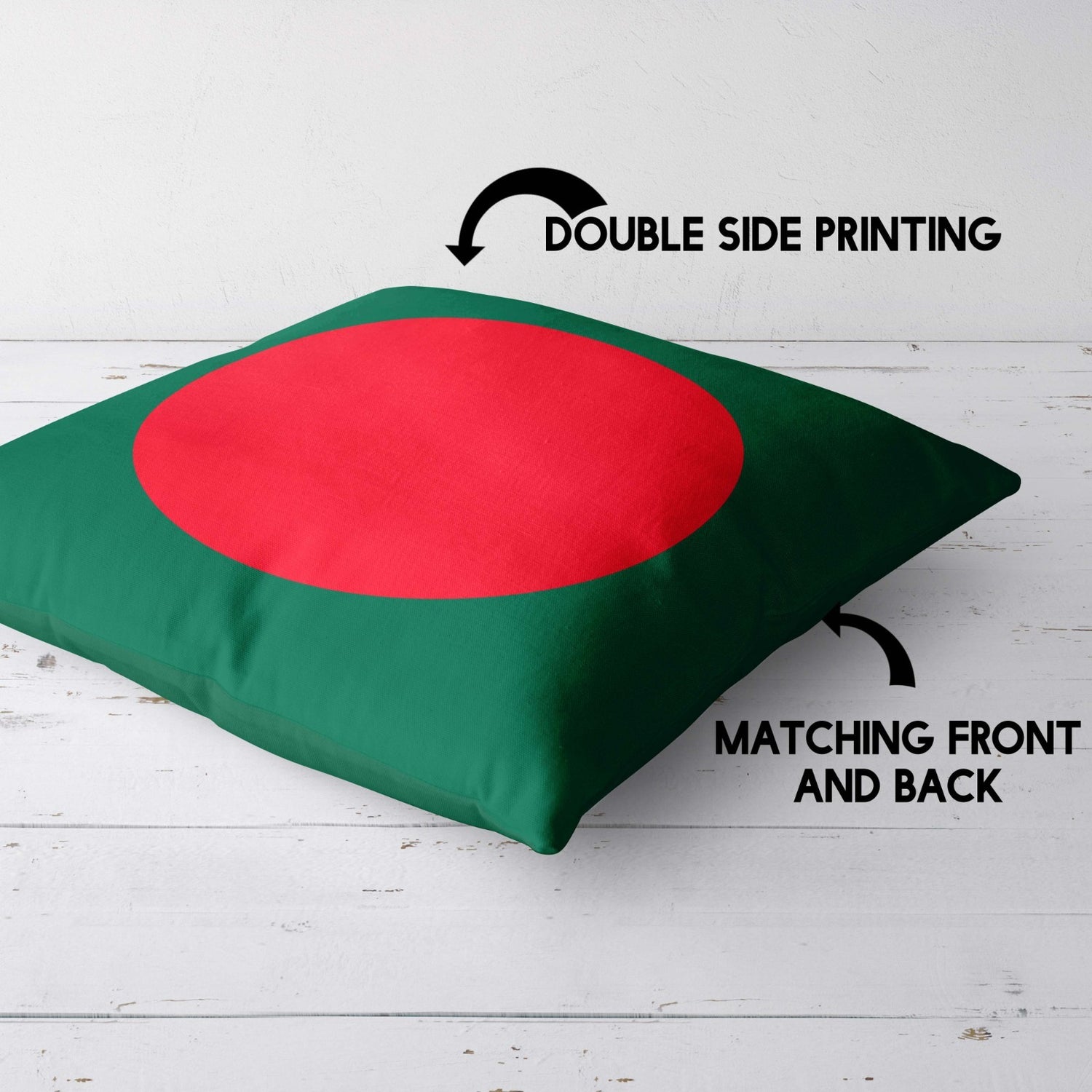 Bangladesh Flag Design Filled Square Cushion Decorative Throw Gift Soft Any Size