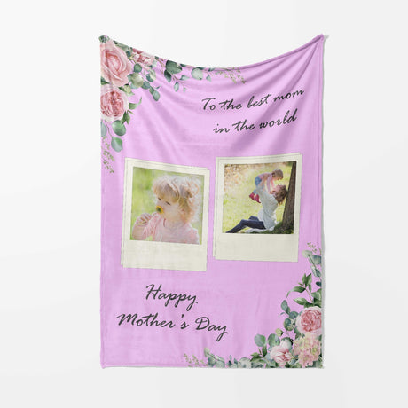 Upload Your Own Photos Mother's Day Warm Fleece Memory Blanket Throw Decoration