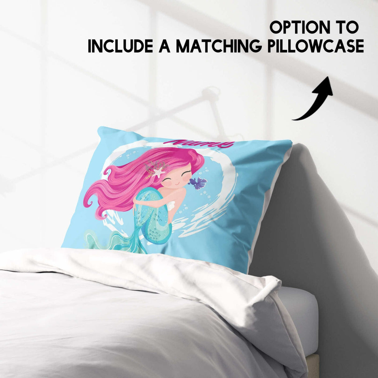 Personalised Custom Name Mythical Mermaid Single Bed Duvet Cover + Pillowcase