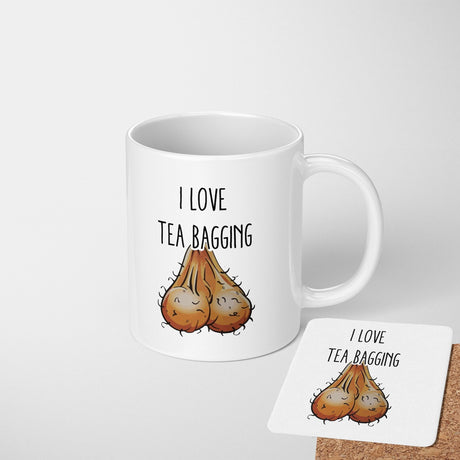 I Love Tea Bagging Rude Funny Cheeky Gift Coffee Tea Mug Coaster Option Him Her