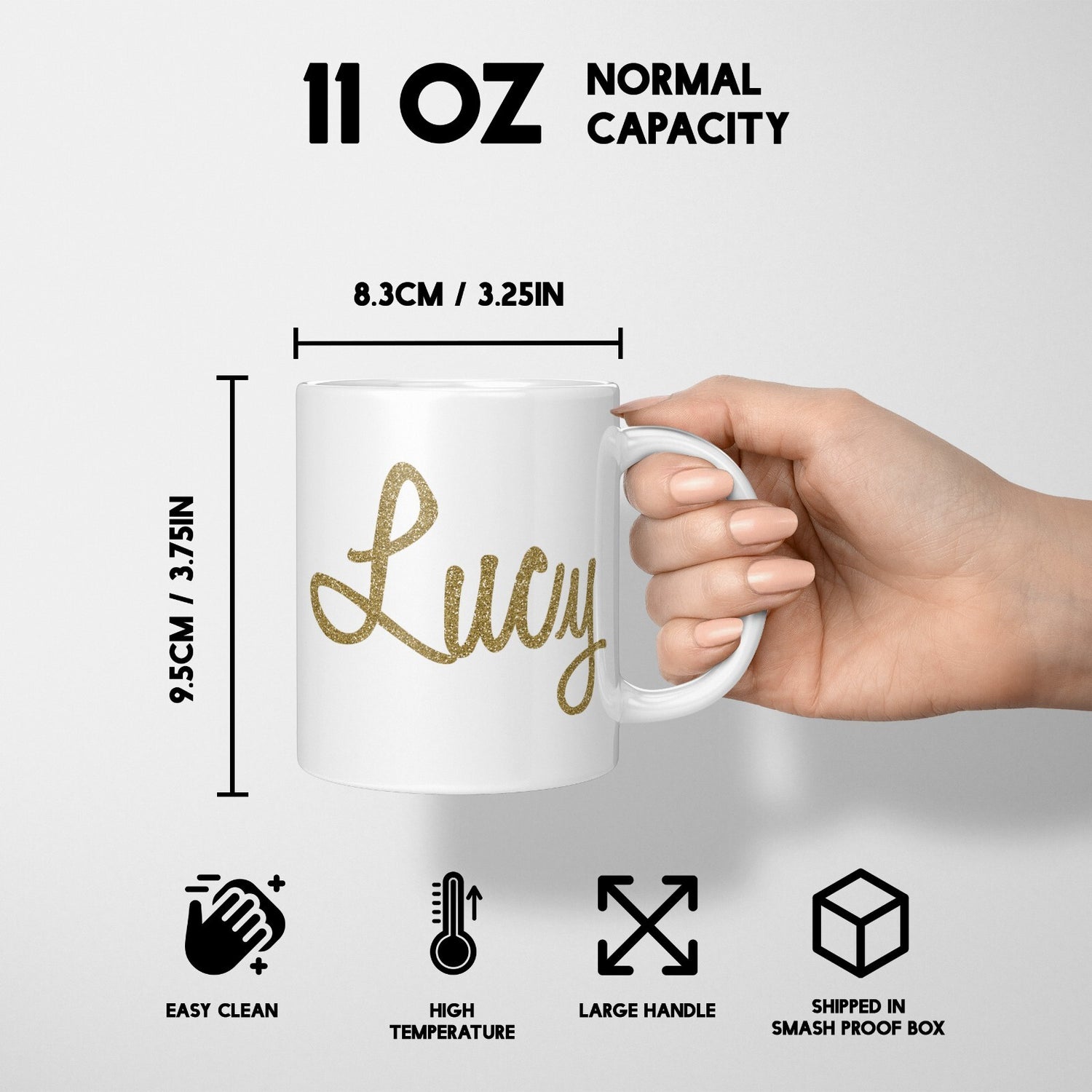 Personalised Name Gold Glitter Font Novelty Coffee Tea Mug Coaster Gift Him Her