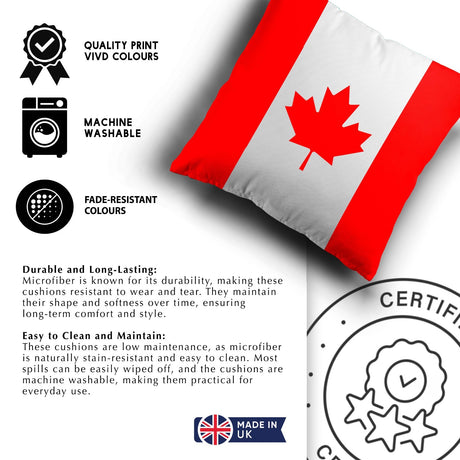 Canada Flag Canadian Design Filled Square Cushion - Decorative Throw Gift Size