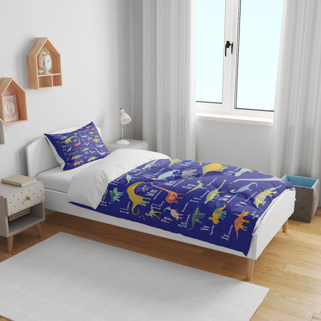 My Dinosaur Alphabet Personalised Toddler Cot Bedding Duvet Cover + Pillowcase
