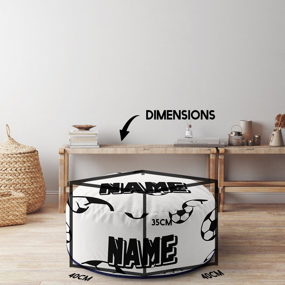 Personalised Custom Name Colour Footballers Ottoman Filled Pouffe Washable Cover