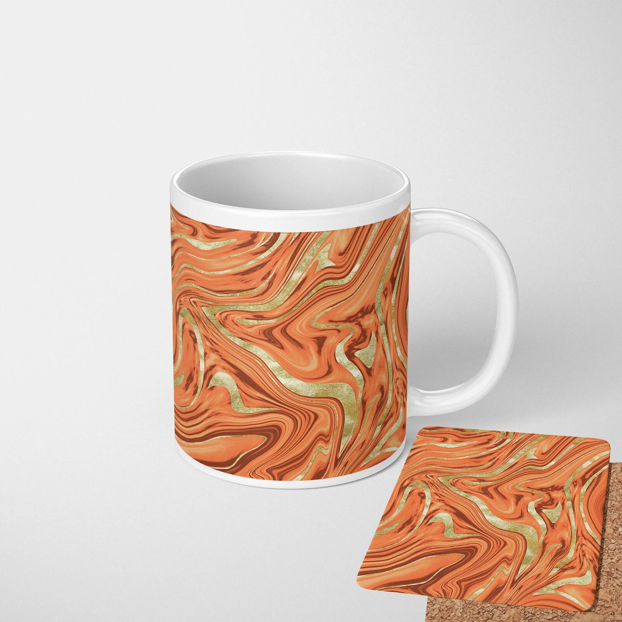 Liquid Marble Custom Design Coffee Tea Mug + Coaster Option Gift For Him Her