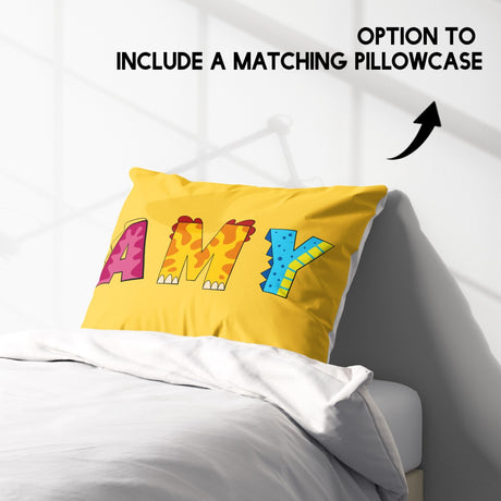 Personalised Any Name Dinosaur Alphabet Soft Single Size Novelty Bed Duvet Cover