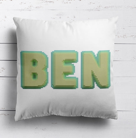 Personalised Any Name Bold Pixel 3D Soft Square Filled Cushion Throw Decor Gift