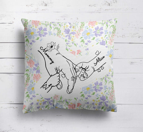 Mother's Day Gift Custom Floral Name Novelty Memory Square Filled Cushion Decor