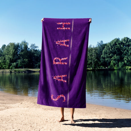 Personalised Any Name Pink Rose Petals Coloured Absorbent Beach Bath Sheet Towel