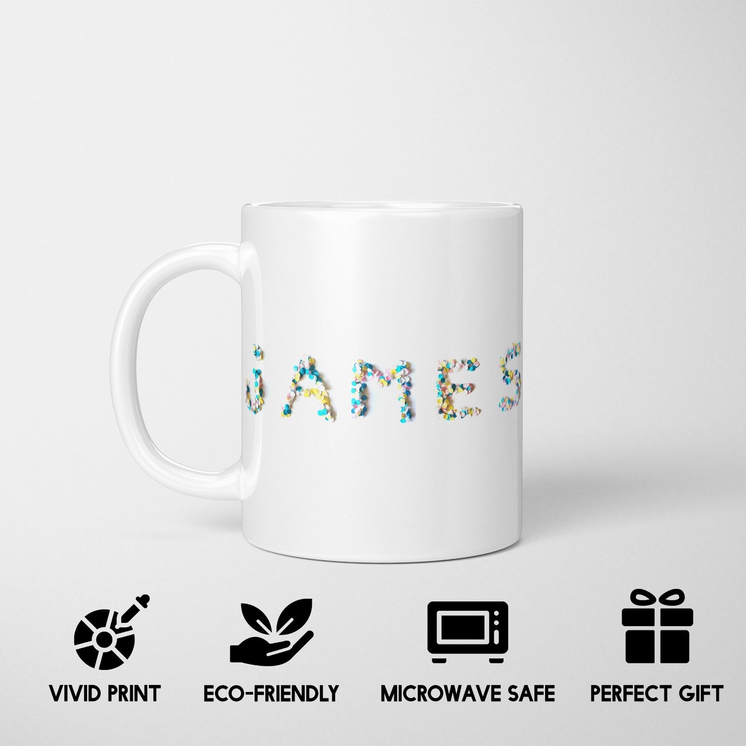 Personalised Confetti Handmade Novelty Coffee Tea Mug Coaster Gift Him Her