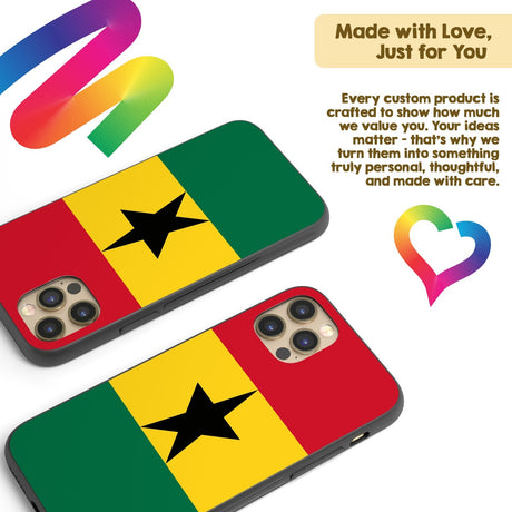 Ghana Flag Ghanaian Patriotic iPhone Case Black TPU Cover Protector Custom Gift