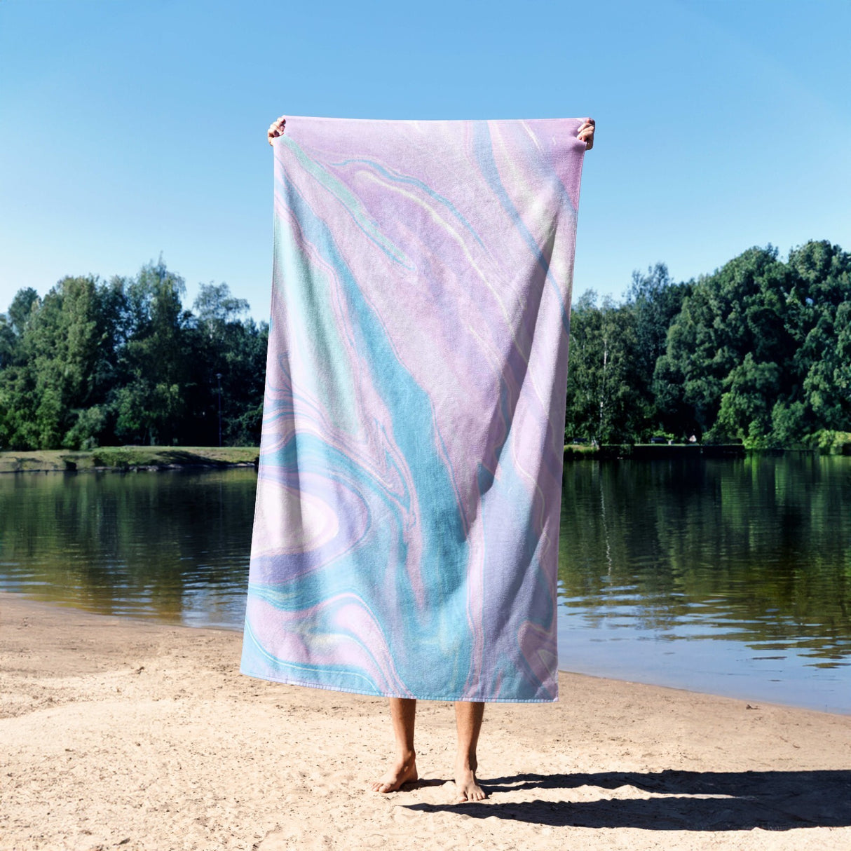 Liquid Marble Abstract Custom Design Coloured Novelty Beach Bath Sheet Towel