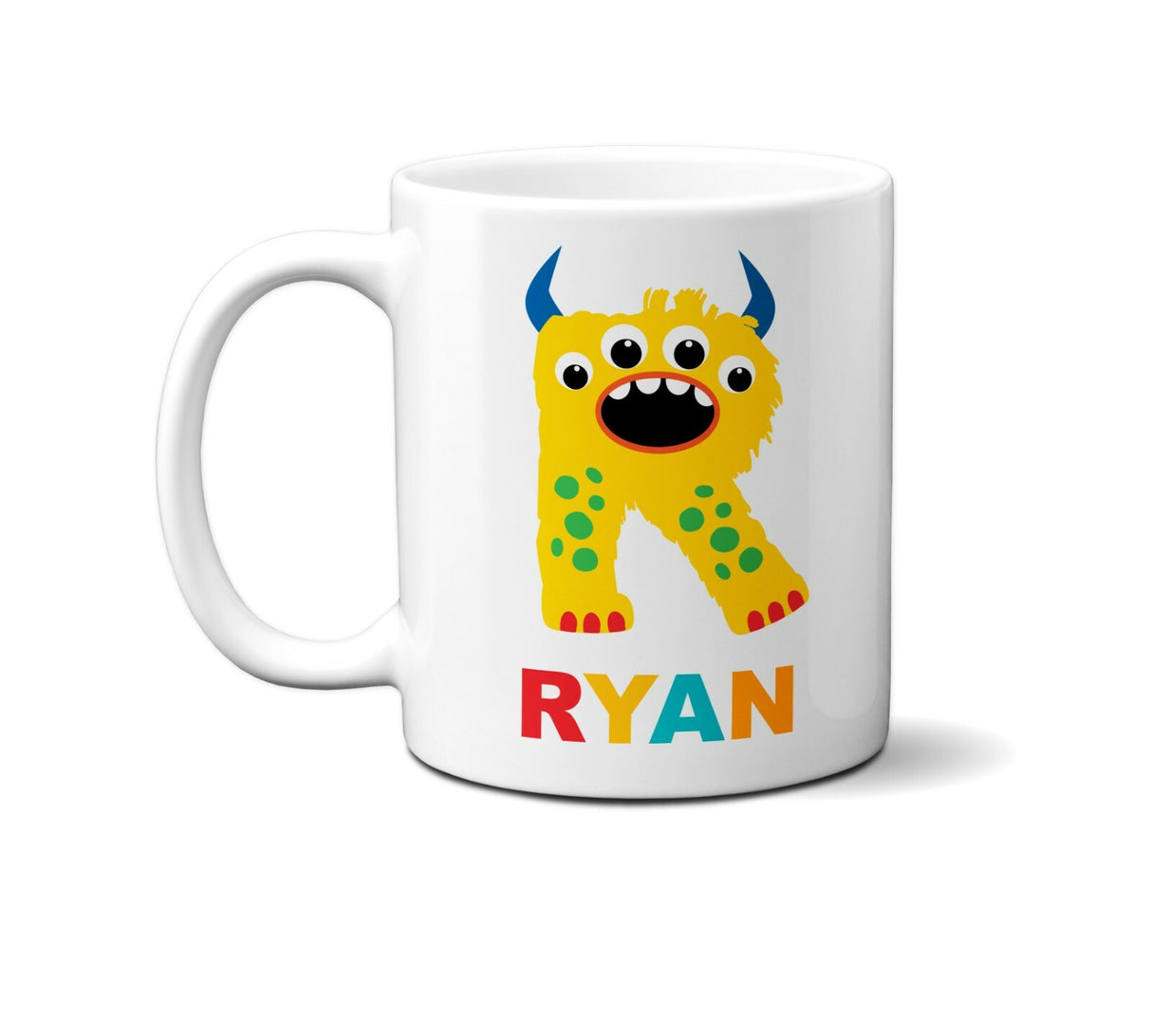 Personalised Little Multi Monster Name Initial Letter Kids Mug Gift 11oz Ceramic