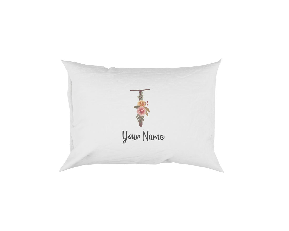Personalised Floral Watercolour Hand Paint Effect Alphabet Floral Name Pillow