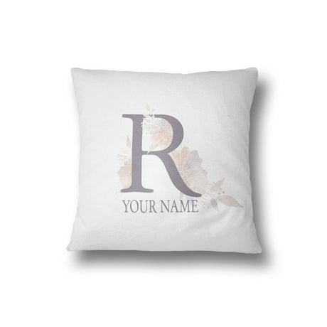 Personalised Misty Dusty Pastel Alphabet Floral Name Initial Letter Cushion