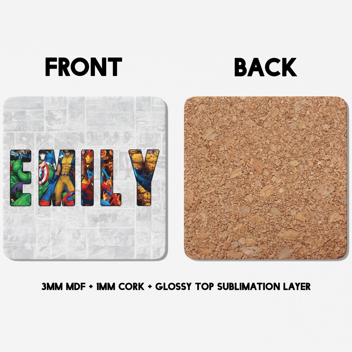 Personalised Superhero Name Mug & Coaster Set Gift for Kids – 11oz Ceramic Cup