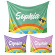 Personalised Custom Name + Colour Summer Design Soft Warm Fleece Blanket Decor