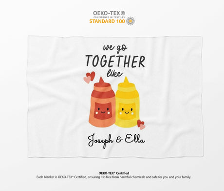 We Go Together Ketchup Mustard Valentines Anniversary Fleece Mink Blanket Gift