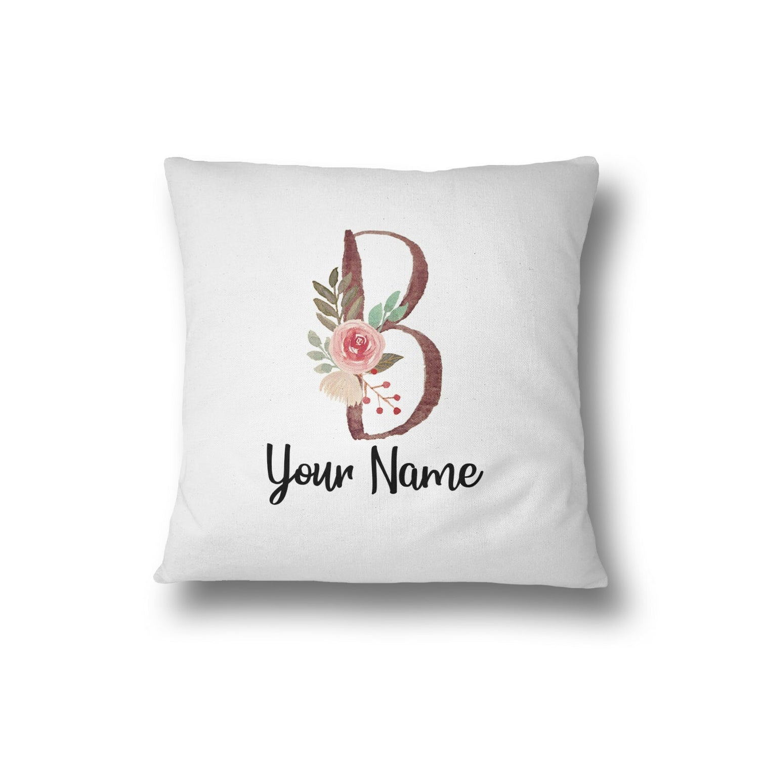Personalised Floral Watercolour Hand Paint Effect Alphabet Floral Name Cushion