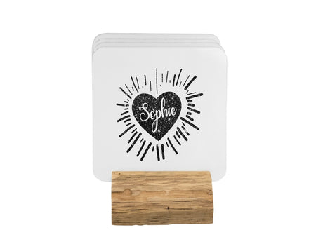 Personalised Name Love Heart Sparkles Coffee Tea Mug Gift 11oz Mug + Coaster