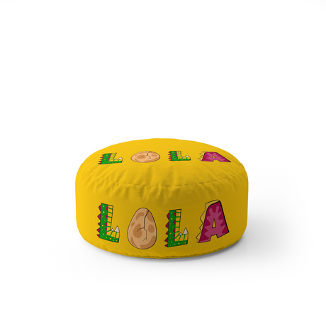 Personalised Name Dinosaur Alphabet Font Ottoman Filled Pouffe Washable Cover