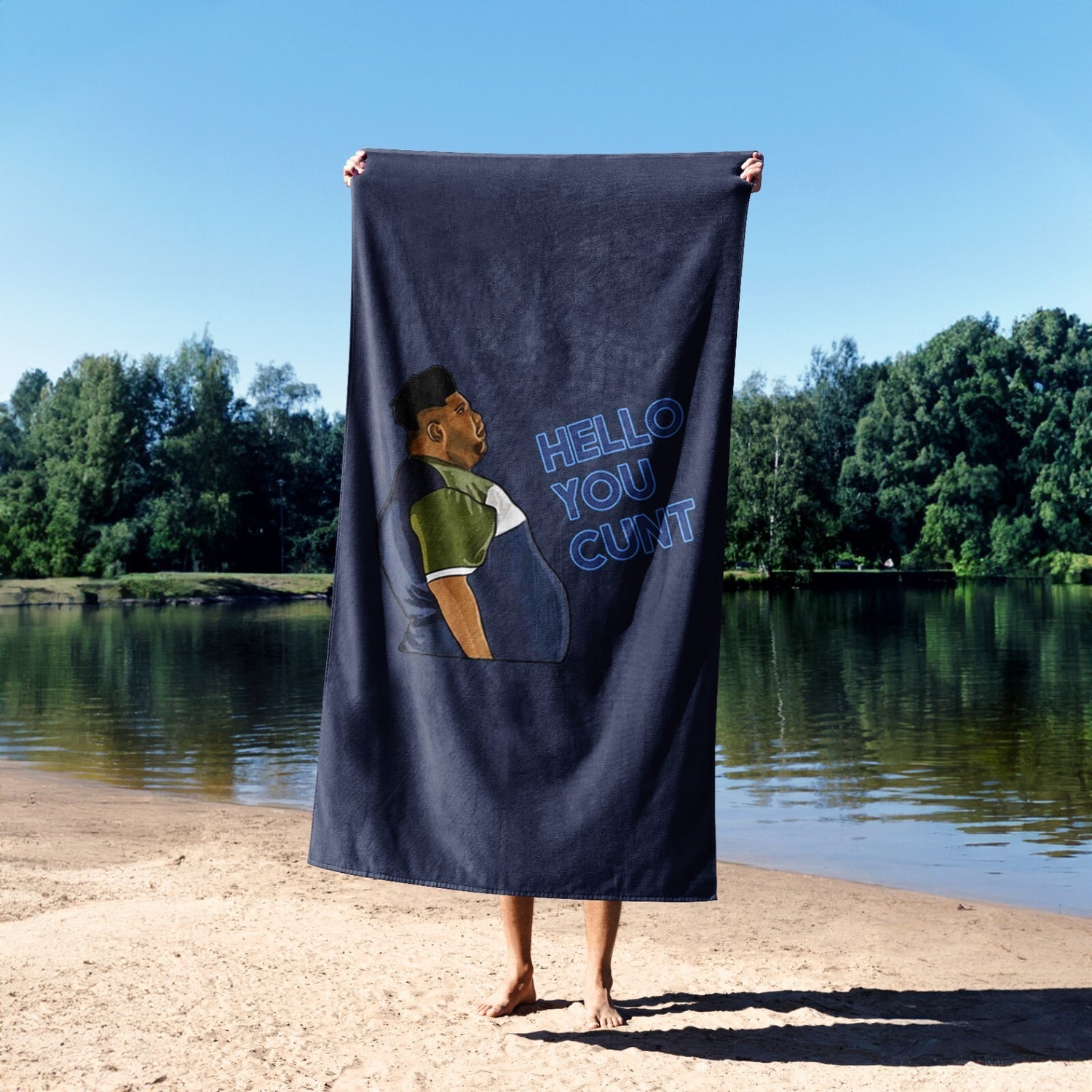 Harvey Hello You C*nt Funny Joke Custom Coloured Novelty Beach Bath Sheet Towel