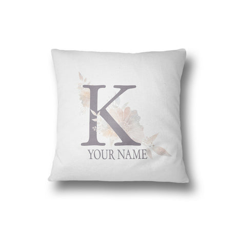 Personalised Misty Dusty Pastel Alphabet Floral Name Initial Letter Cushion
