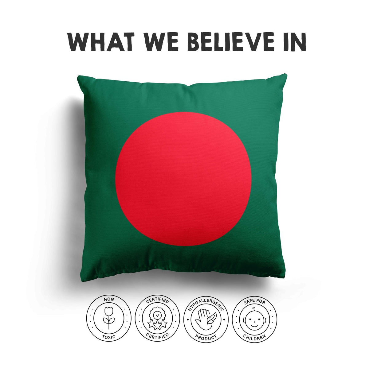 Bangladesh Flag Design Filled Square Cushion Decorative Throw Gift Soft Any Size