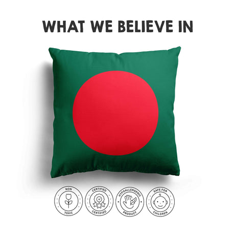 Bangladesh Flag Design Filled Square Cushion Decorative Throw Gift Soft Any Size