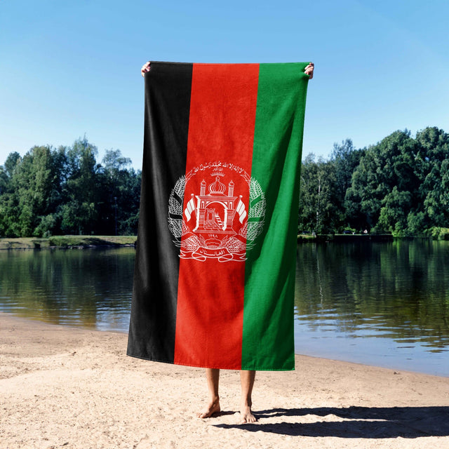 Afghanistan Flag Patriotic Towel Highly Absorbent Beach Bath Sheet Custom Gift