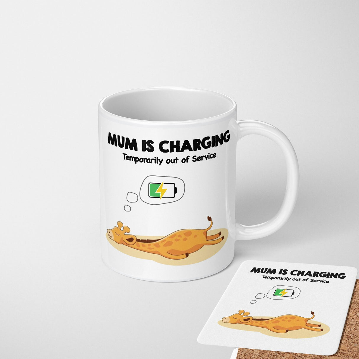 Mum Is Charging Funny Animal Mother Novelty Coffee Tea Mug Coaster Gift For Her