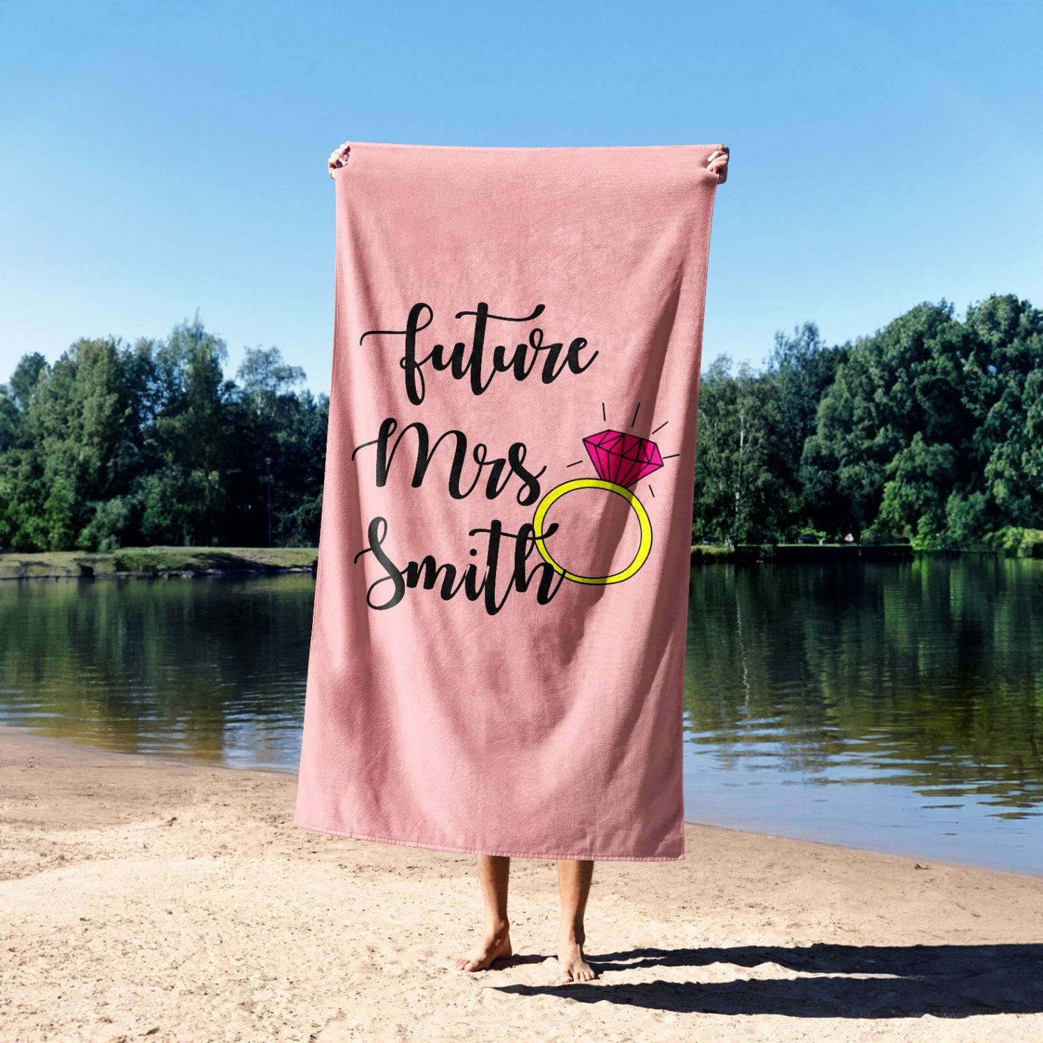 Future Mrs Fiancé Wife To Be Romantic Novelty Absorbent Beach Bath Sheet Towel