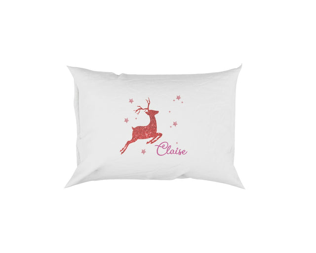 Personalised Name Xmas Reindeer Soft Pillowcase Pillow Case Cover