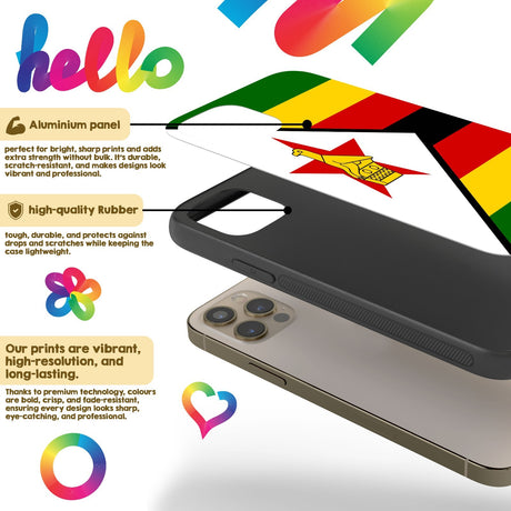 Zimbabwe Flag Design Patriotic iPhone Case Black TPU Cover Protector Custom Gift