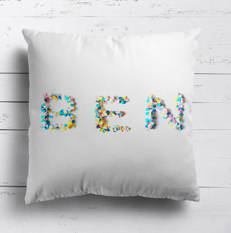 Personalised Confetti Handmade Print Soft Square Filled Cushion Throw Decor