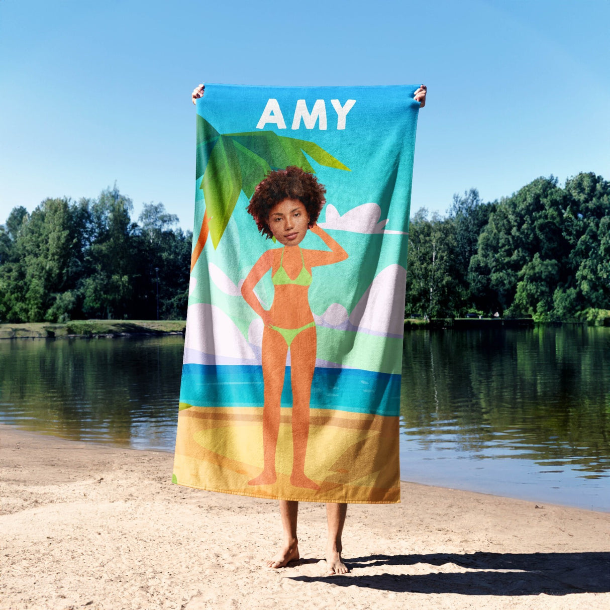 Funny Personalised Photo Name Upload Swimwear Body Beach Bath Sheet Hand Towel