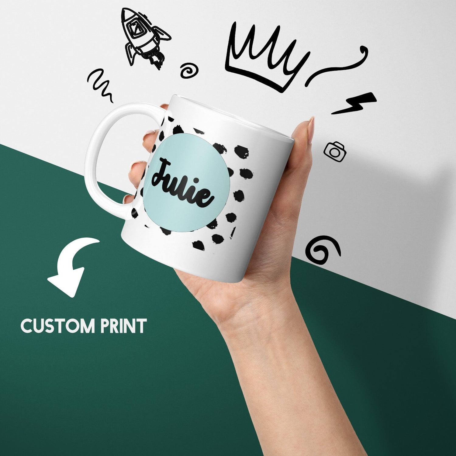 Polka Dot Custom Personalised Text Printed Coffee Tea Mug Coaster Gift Him Her