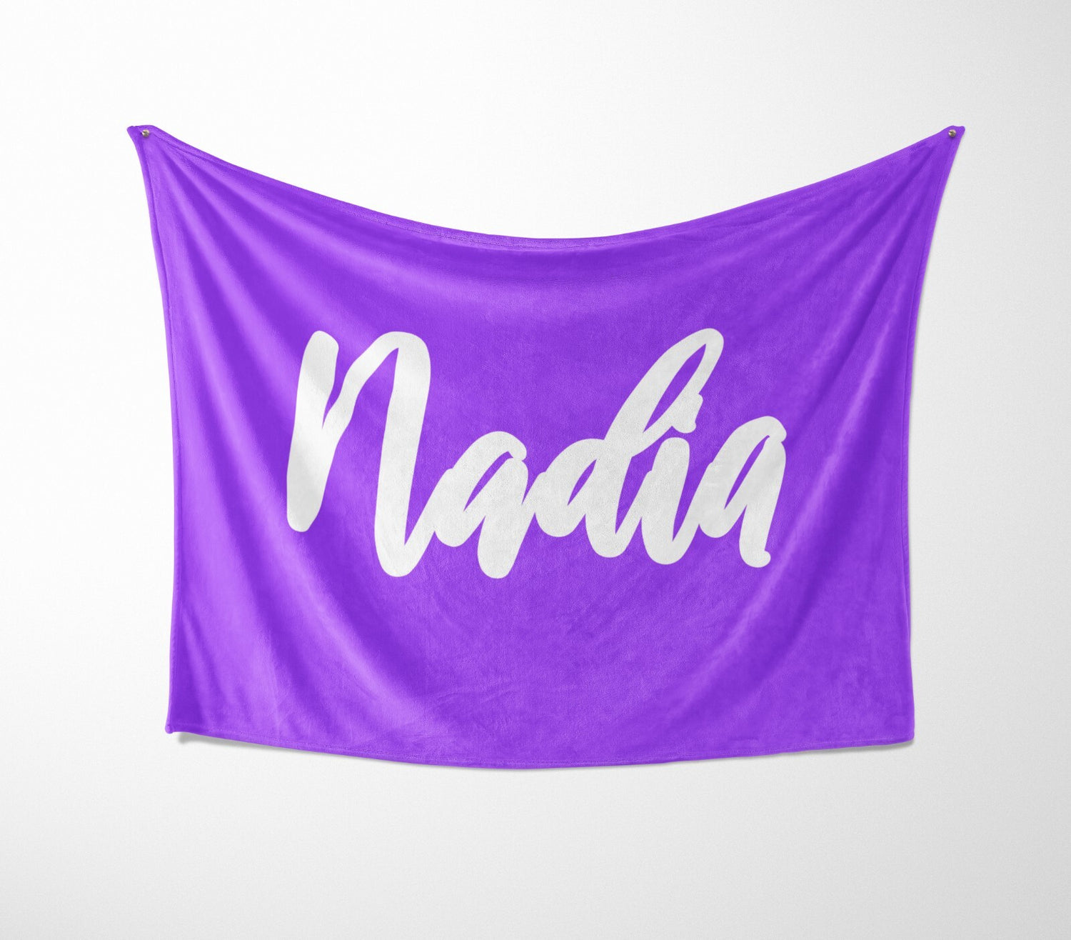 Personalised Custom Name Colour Plain Script Font Soft Warm Fleece Blanket Decor