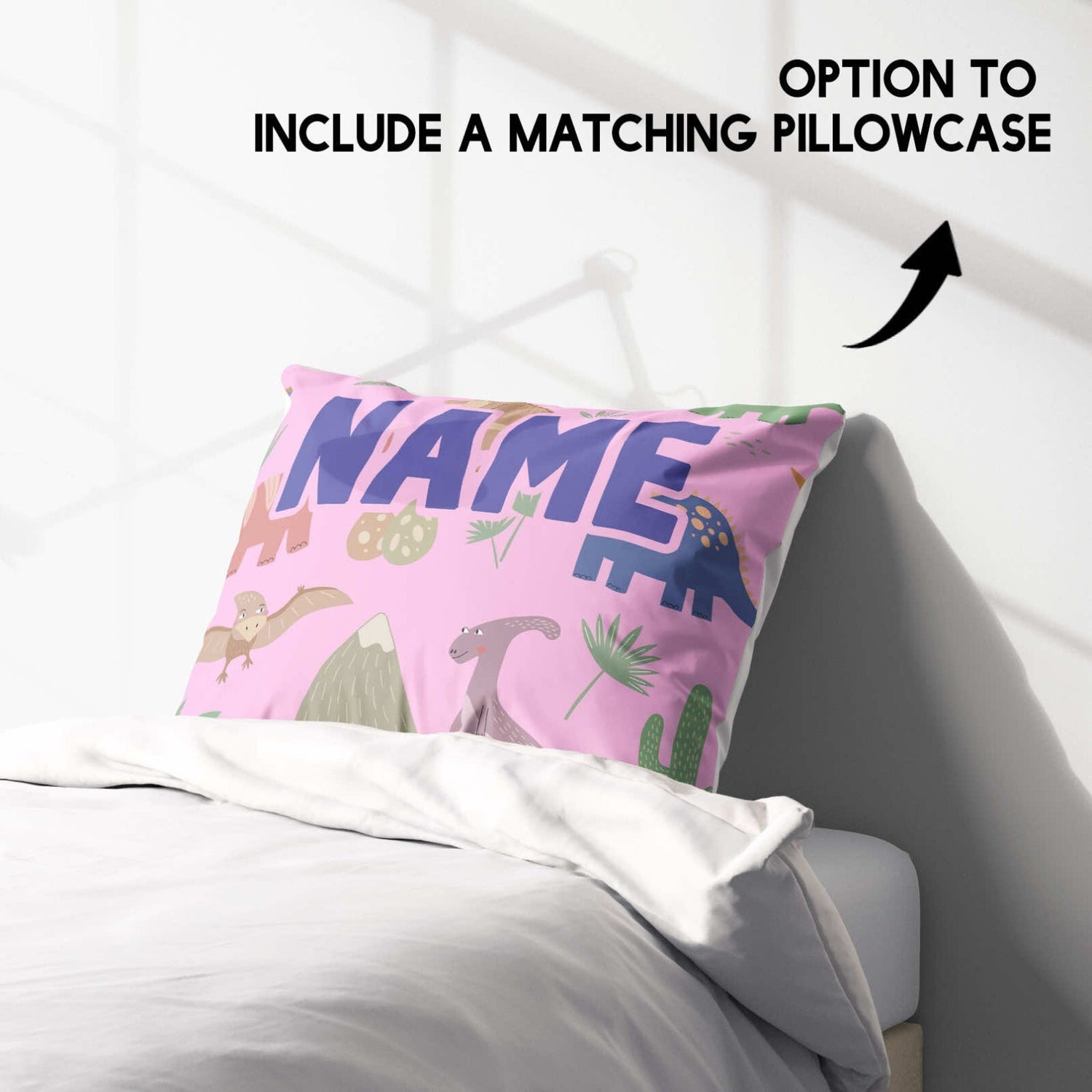 Personalised Custom Name Dinosaurs Clip Art Single Bed Duvet Cover + Pillowcase