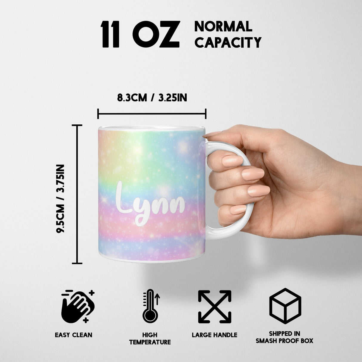 Personalised Custom Name Cute Rainbow Unicorn Mug & Coaster Set Gift for Kids