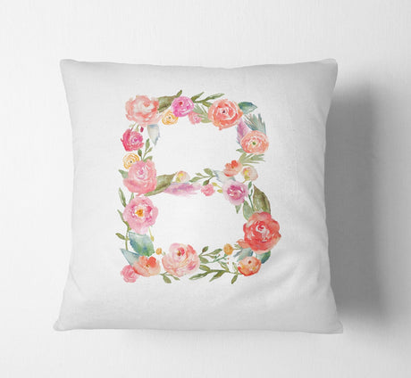 Personalised Alphabet Floral Name Initial Letter Cushion Pillow Case Insert Fill