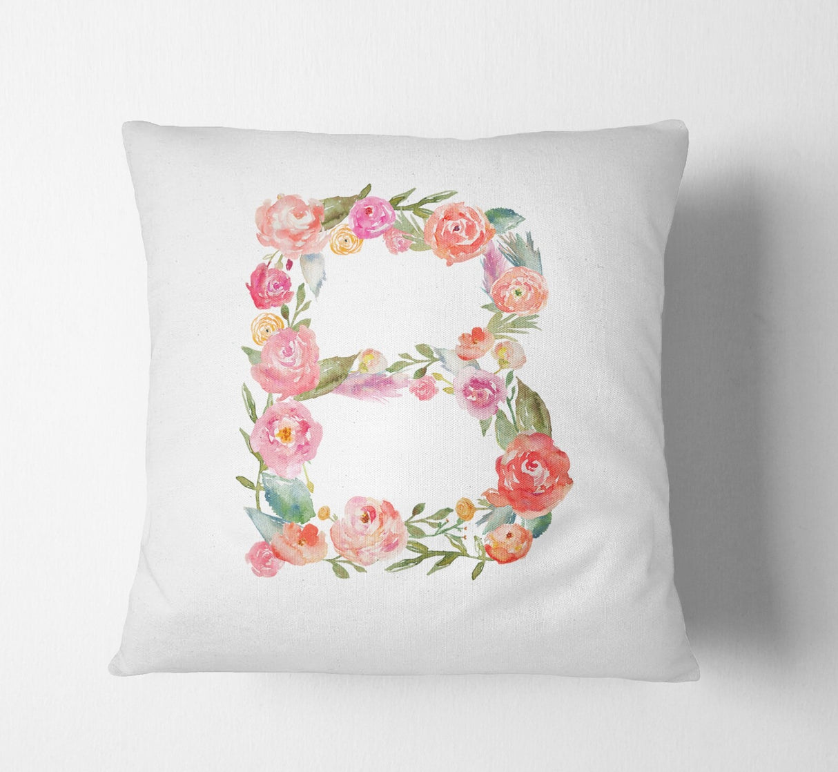 Personalised Alphabet Floral Name Initial Letter Cushion Pillow Case Insert Fill