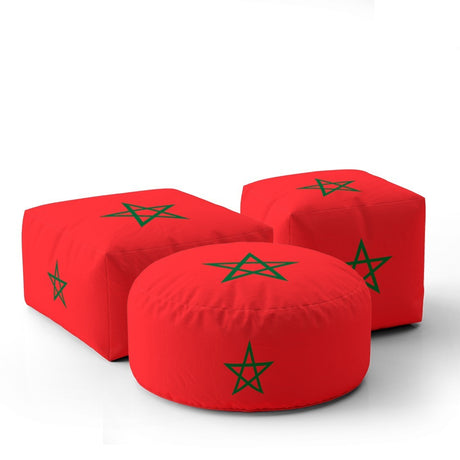 Morocco Flag Moroccan Ottoman Filled Pouffe Footrest Washable Cover Custom Gift