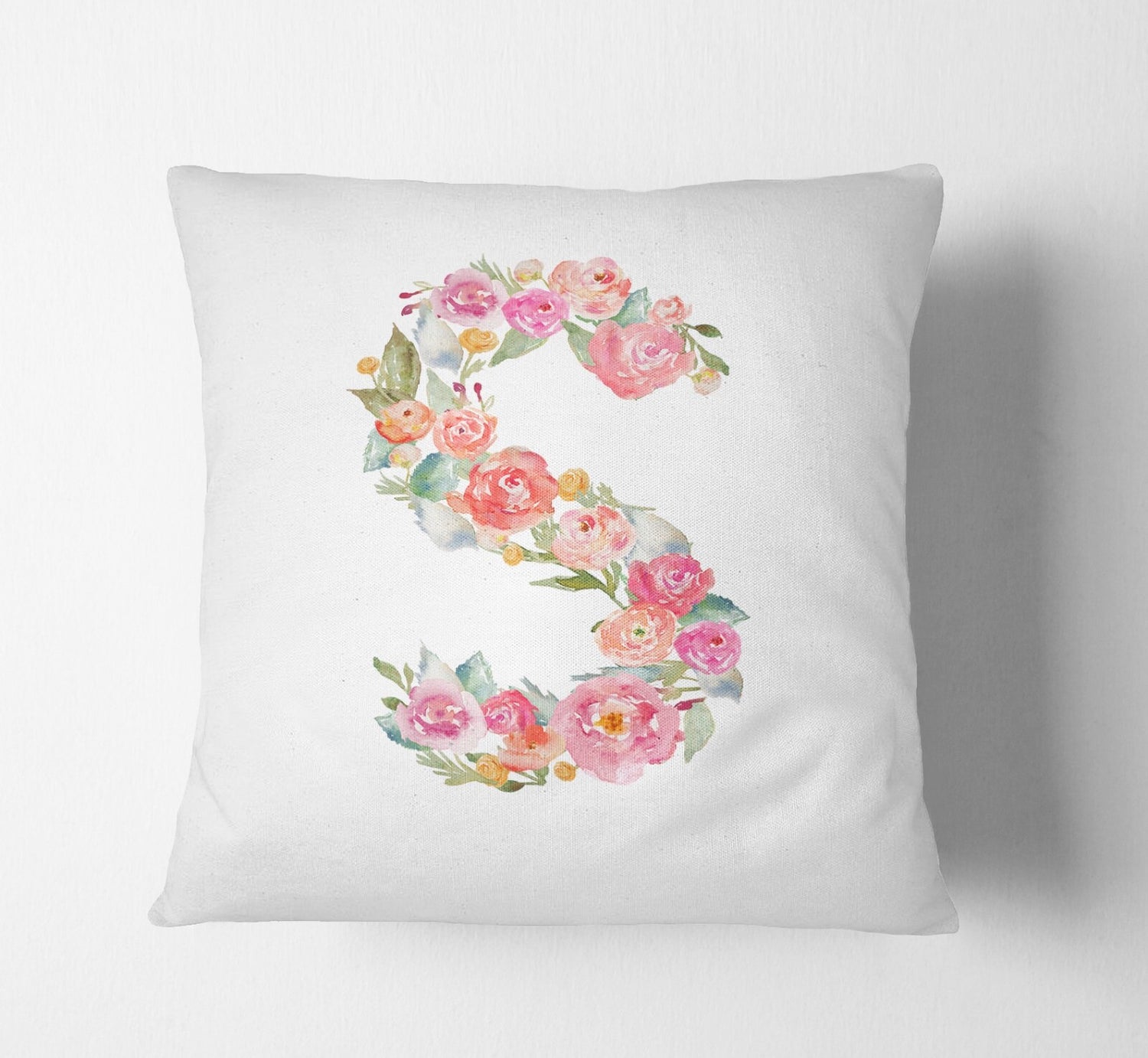 Personalised Alphabet Floral Name Initial Letter Cushion Pillow Case Insert Fill