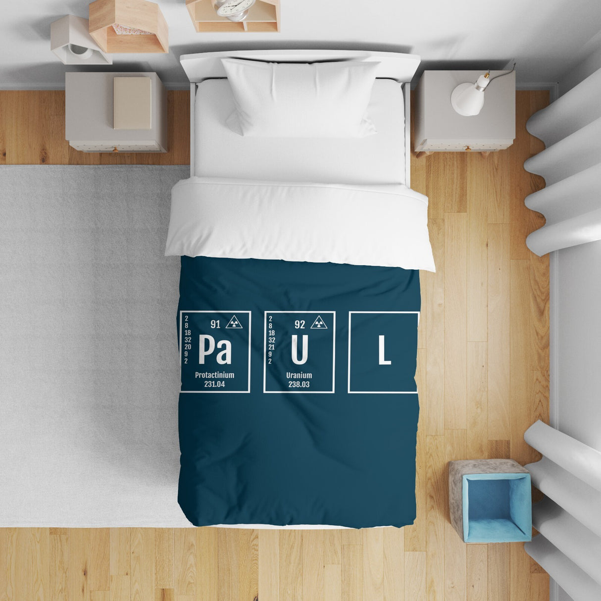 Personalised Name Science Chemical Font Kids Cot Bed Duvet Cover + Pillowcase