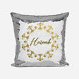Personalised Name Shiny Sequin Magic Wreath Gold Cushion Cover + Pillow Kids