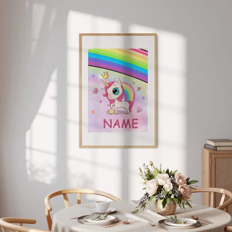 Personalised Custom Name Cute Rainbow Wall Art Poster Picture Print Decor