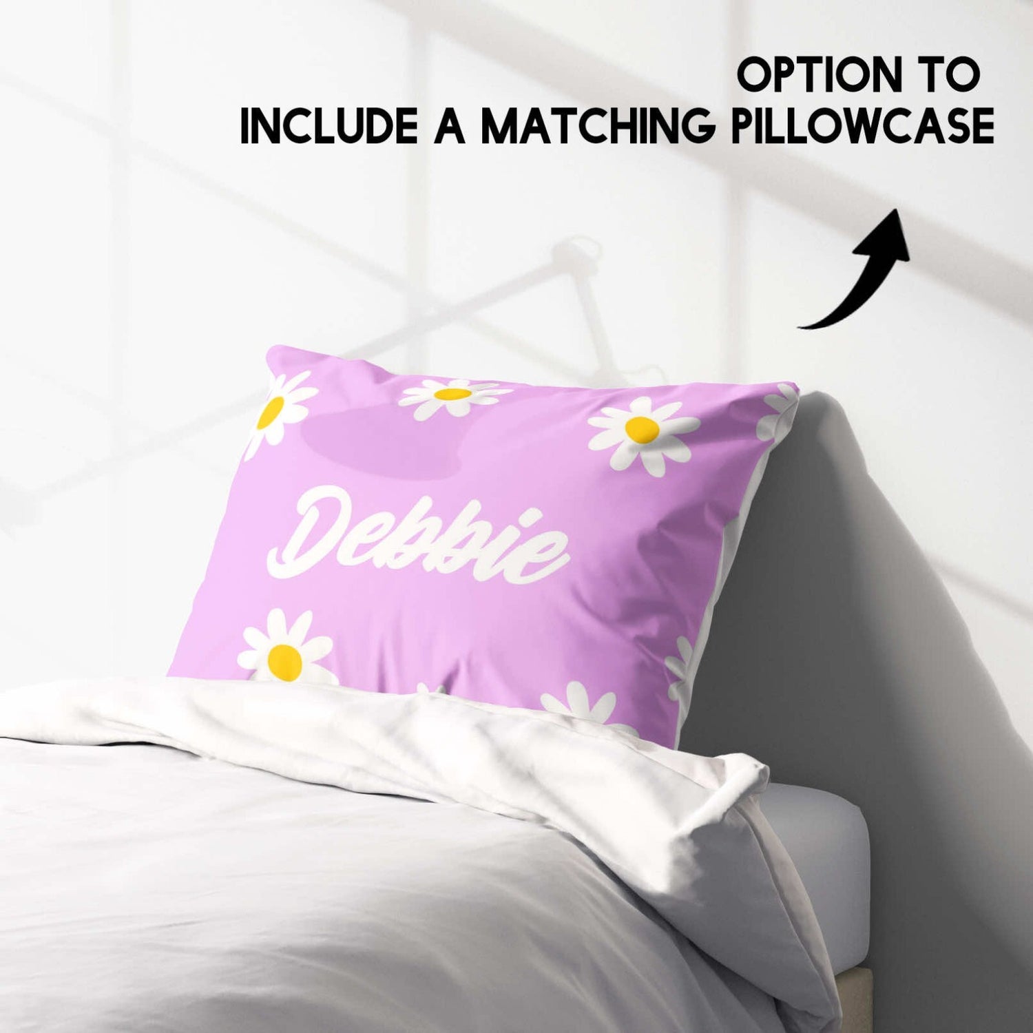 Personalised Custom Name Colour Floral Daisy Single Bed Duvet Cover + Pillowcase